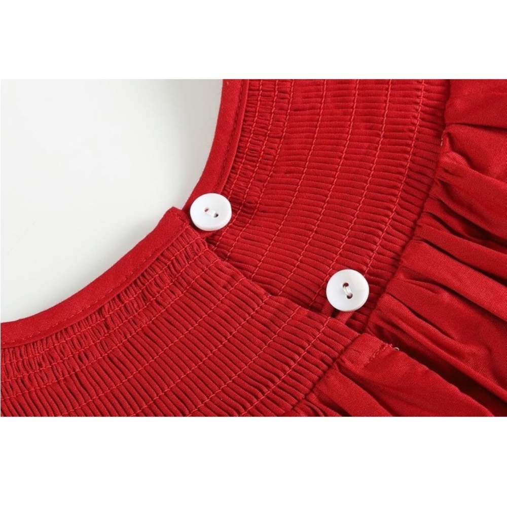 3t Smocked bishop dress Santa red and white new - Picture 4 of 5
